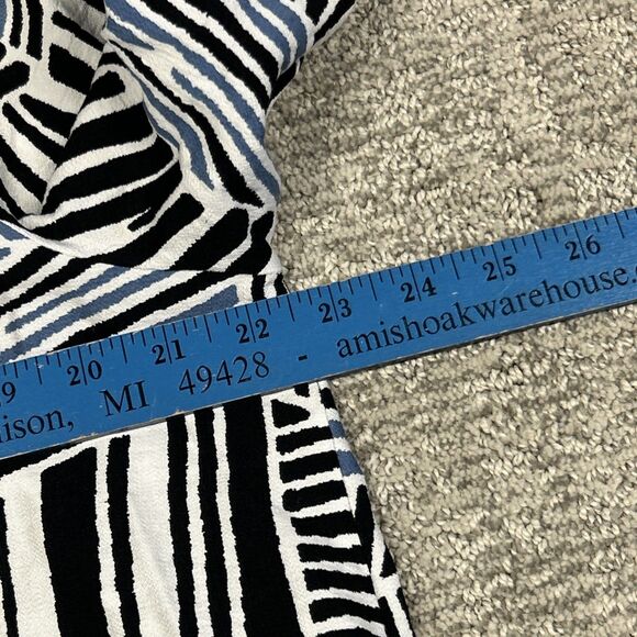 Ali Miles Top Shirt Womens Large Blue White Black Tunic 3/4 Sleeves Asymmetric - Picture 9 of 11